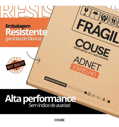 Espelho Redondo Adnet 40cm Com Alça Couro Decorativo Couse