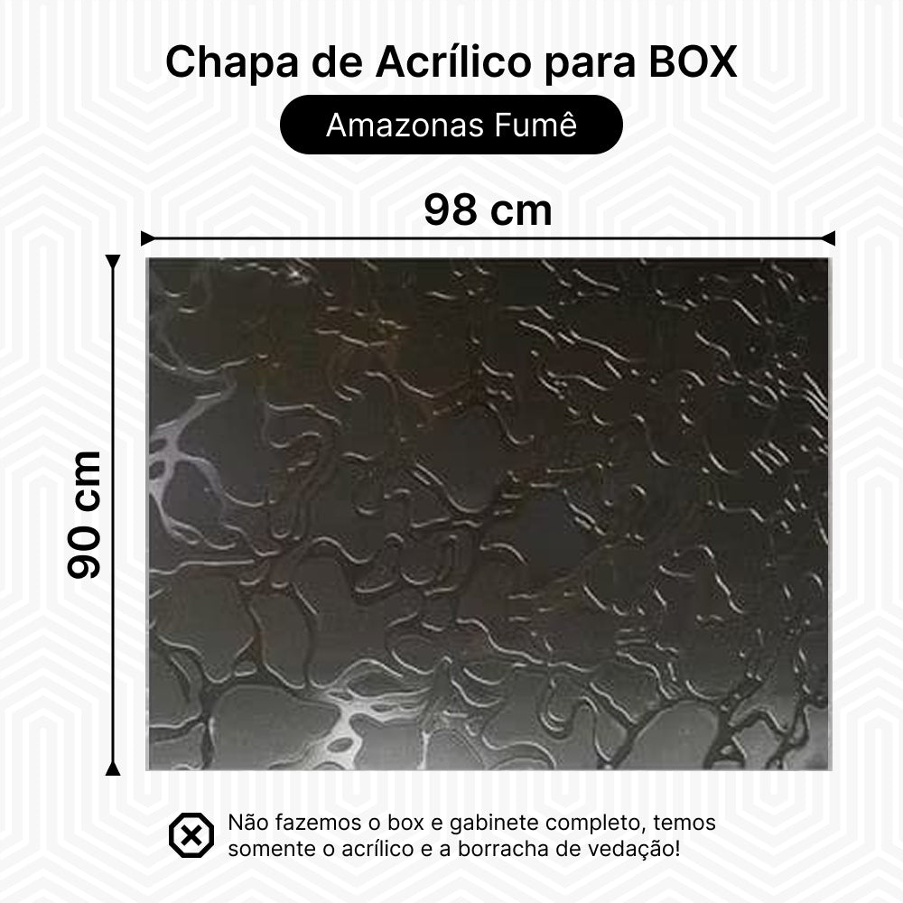 Chapa de Acrílico PET Para Box E Gabinetes 90x98 Fumê Vários Modelos Sob Medida