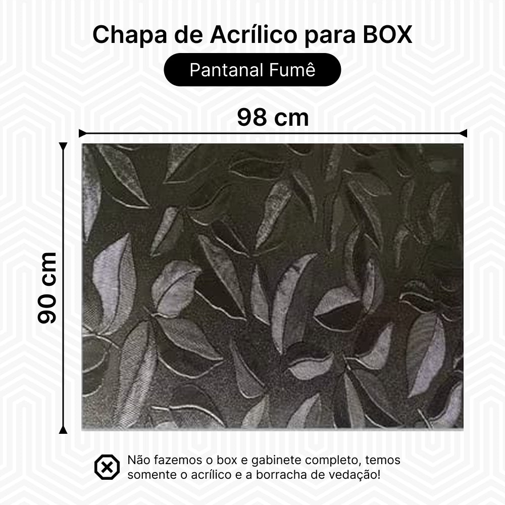 Chapa de Acrílico PET Para Box E Gabinetes 90x98 Fumê Vários Modelos Sob Medida