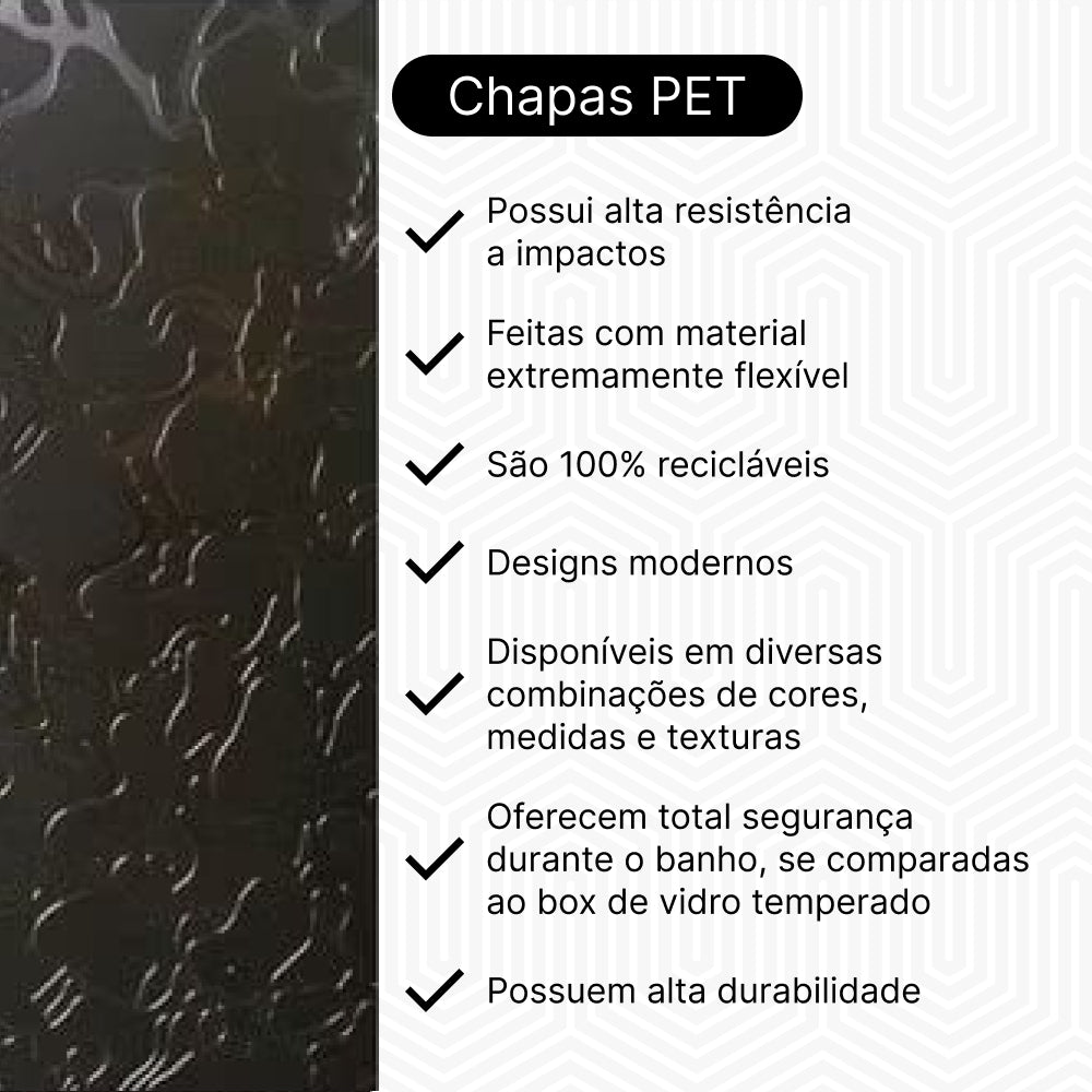 Chapa de Acrílico PET Para Box E Gabinetes 90x98 Fumê Vários Modelos Sob Medida
