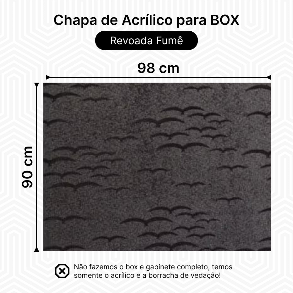 Chapa de Acrílico PET Para Box E Gabinetes 90x98 Fumê Vários Modelos Sob Medida