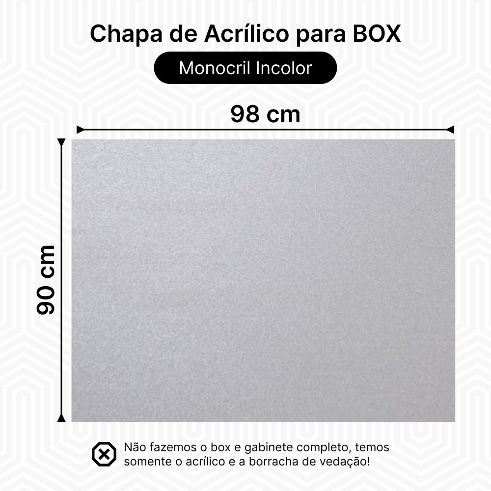 Kit 4 Chapas de Acrílico para Box e Gabinetes 90x98cm Incolor Sob Medida