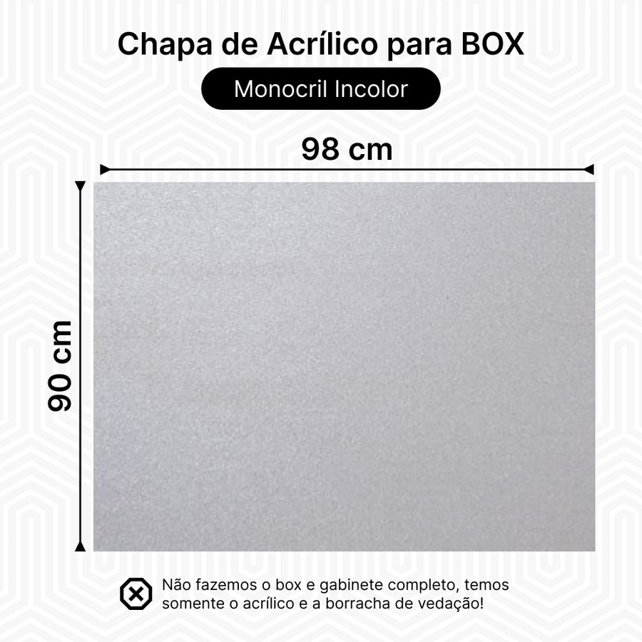 Kit 4 Chapas de Acrílico para Box e Gabinetes 90x98cm Incolor Sob Medida