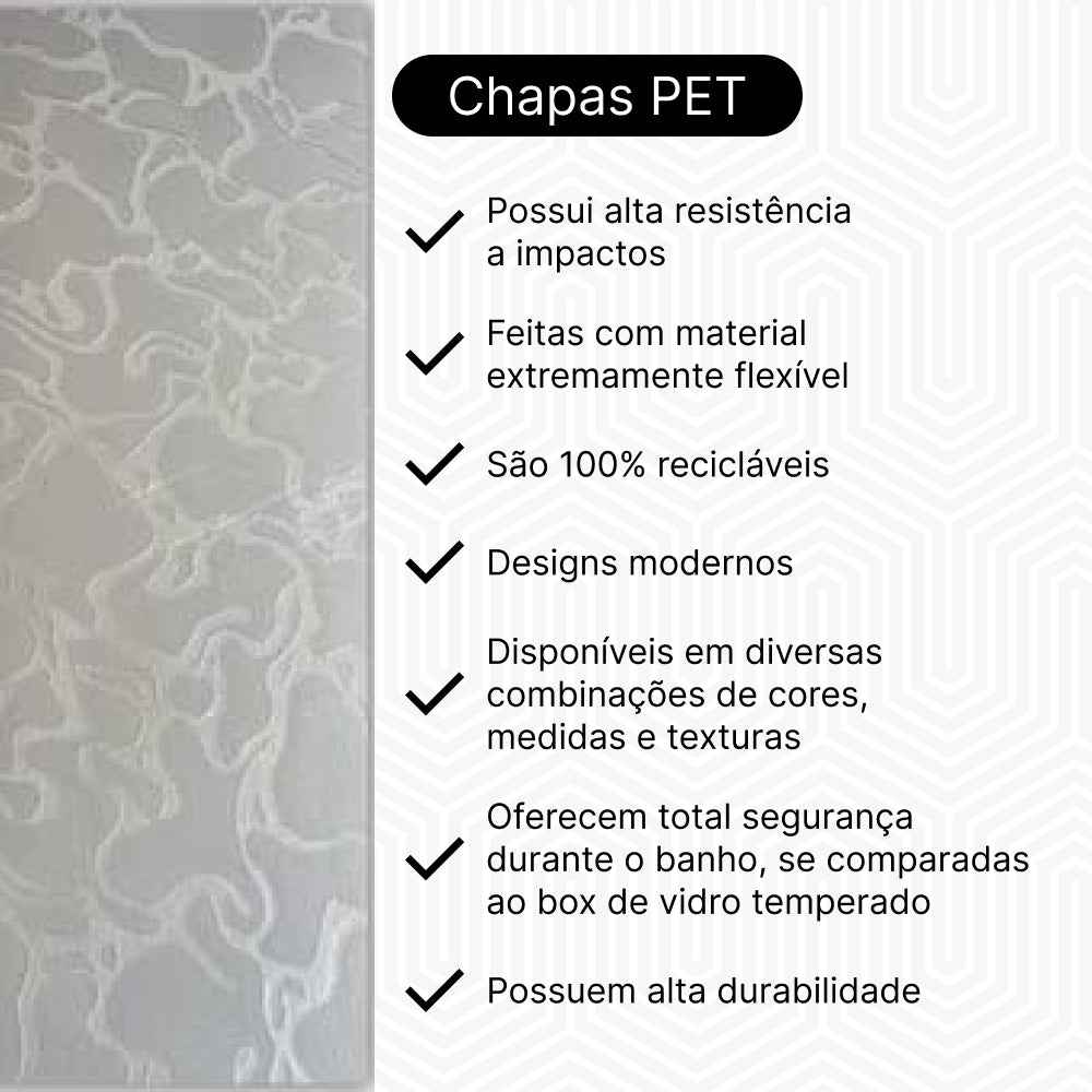 Chapa De Acrílico Para Box E Gabinetes 1,96mx90 Pet 1.5mm Fumê e Incolor Sob Medida