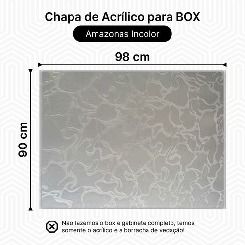 Chapa Para Box, Gabinete De Acrílico 90x98 Amazonas Incolor