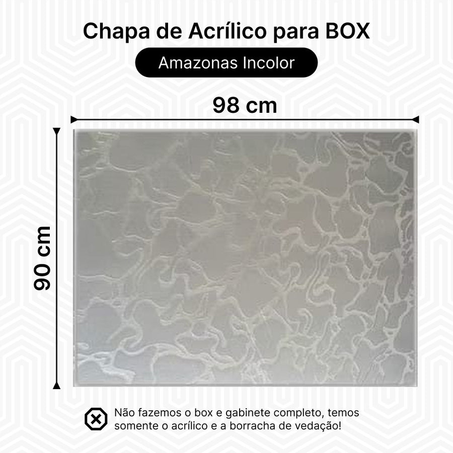Chapa Para Box, Gabinete De Acrílico 90x98 Amazonas Incolor