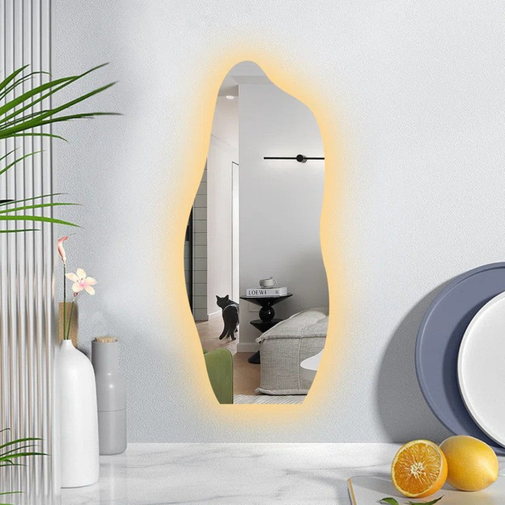 Espelho Organico Com Led Decorativo Para Sala, Quarto, Salão de beleza Fácil de Instalar