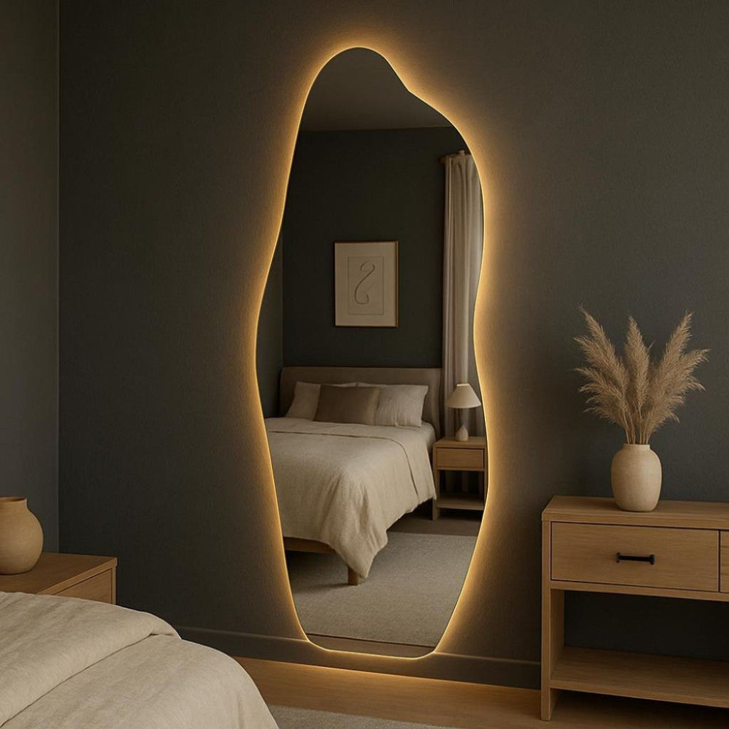 Espelho Organico Com Led Decorativo Para Sala, Quarto, Salão de beleza Fácil de Instalar