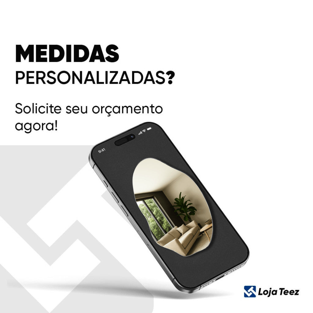Espelho Orgânico LED 90X60 Lapidado Moderno Grande C/ SUPORTES MULTIDIRECIONAL Fácil de Instalar