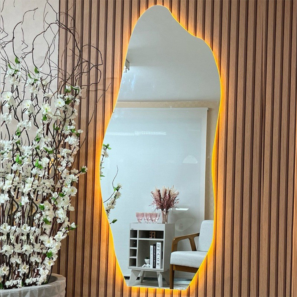 Espelho Organico Com Led Decorativo Para Sala, Quarto, Salão de beleza Fácil de Instalar