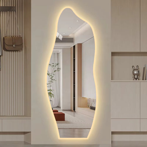 Espelho Orgânico 110X50cm de LED em Forma de Onda 3mm Lapidado de Corpo Inteiro