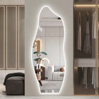Espelho Orgânico 110X50cm de LED em Forma de Onda 3mm Lapidado de Corpo Inteiro Arte Moderna Sala de Estar/Quarto/Salão