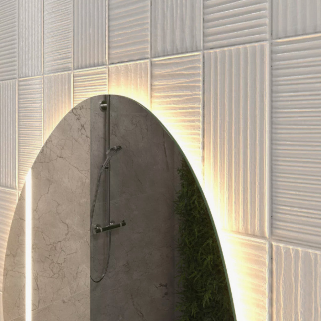 Espelho Grande Oval com Iluminação LED – Luz Quente/Fria Ideal para Banheiro e Sala
