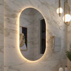 Espelho Oval com LED Bivolt – Moderno, Orgânico e Sofisticado para Banheiro e Quarto