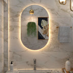 Espelho Oval com LED Bivolt – Moderno, Orgânico e Sofisticado para Banheiro e Quarto