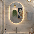 Espelho Grande Oval com Iluminação LED – Luz Quente/Fria Ideal para Banheiro e Sala