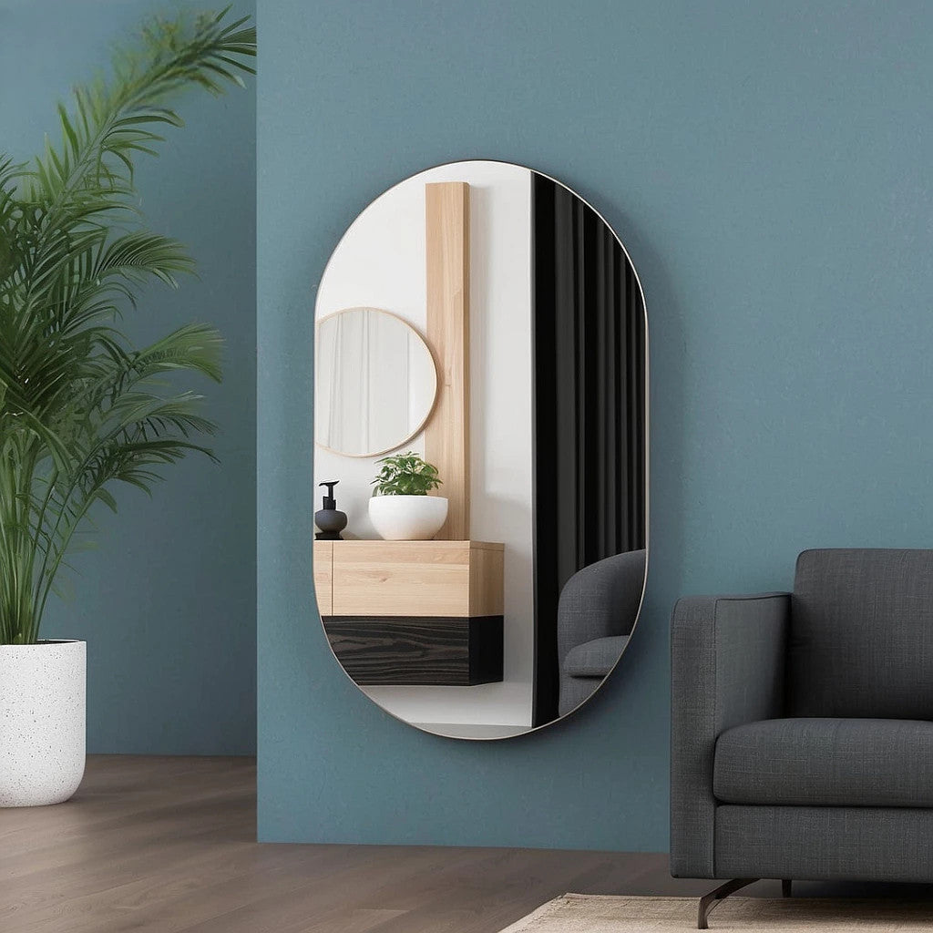 Espelho Oval com LED Bivolt – Moderno, Orgânico e Sofisticado para Banheiro e Quarto