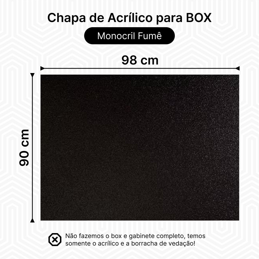 Kit 2 Chapas de Acrílico para Box e Gabinetes Pet 90cm x 98cm Fumê Sob Medida Placa