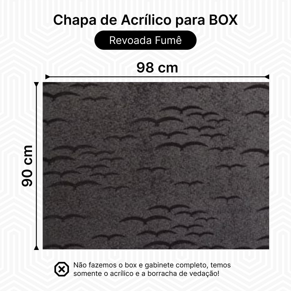Kit 2 Chapas de Acrílico para Box e Gabinetes Pet 90cm x 98cm Fumê Sob Medida Placa