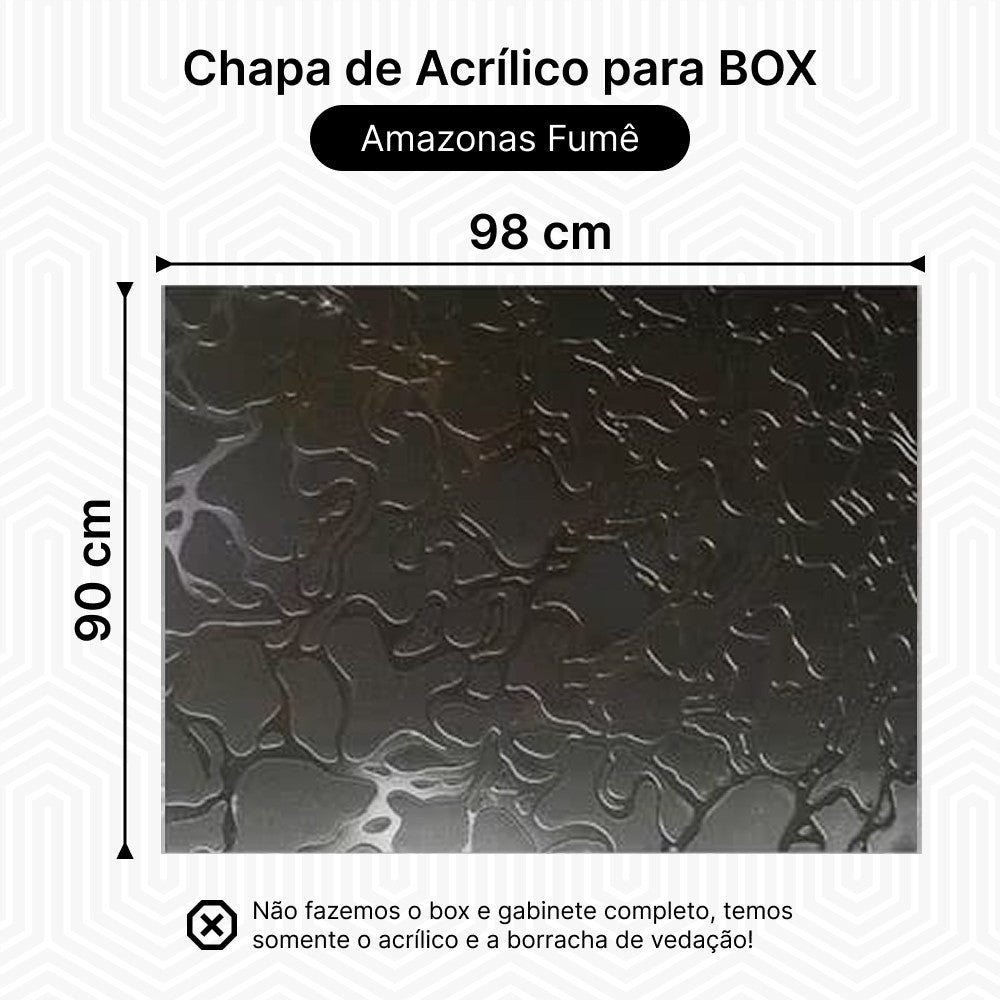 Kit 2 Chapas de Acrílico para Box e Gabinetes Pet 90cm x 98cm Fumê Sob Medida Placa