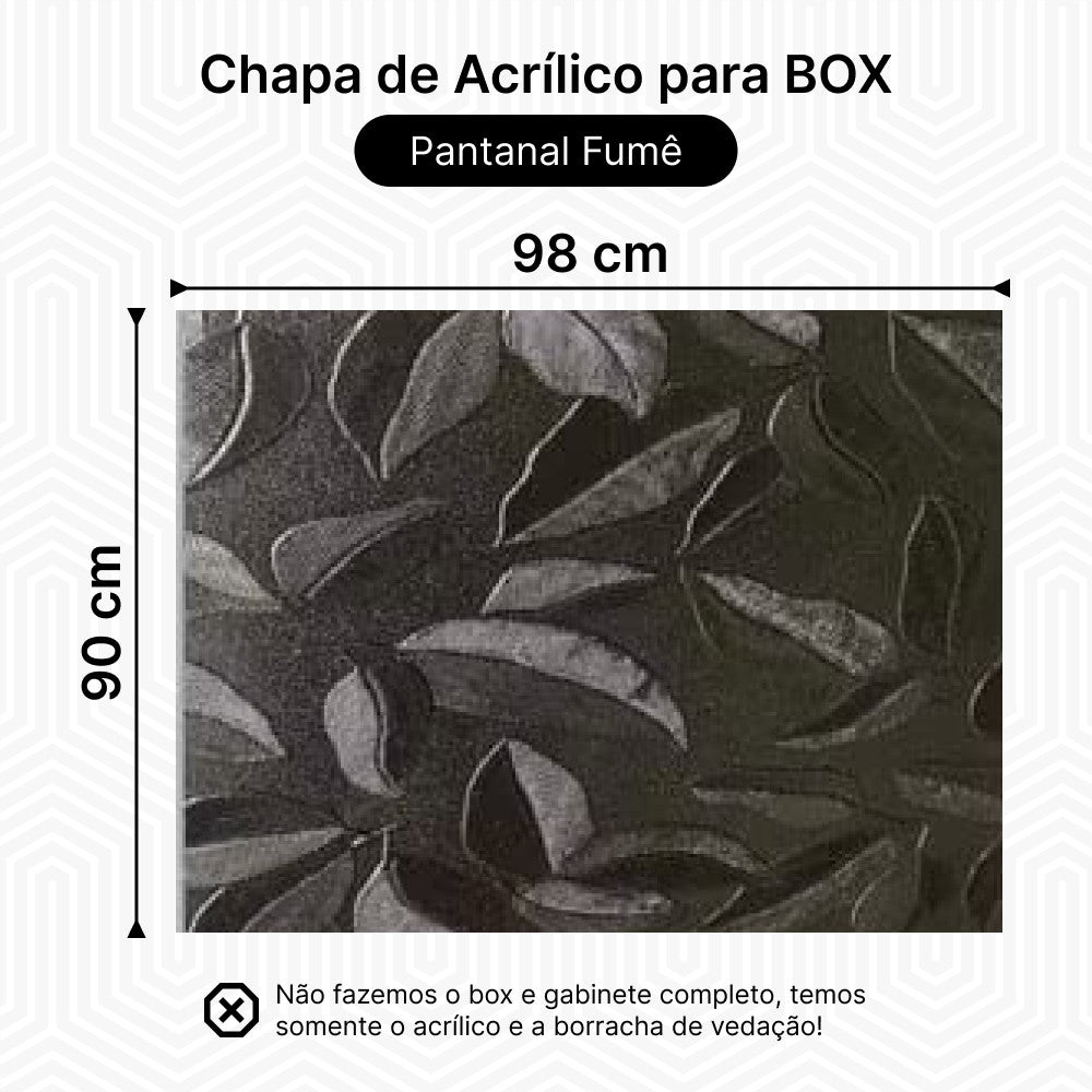 Kit 2 Chapas de Acrílico para Box e Gabinetes Pet 90cm x 98cm Fumê Sob Medida Placa