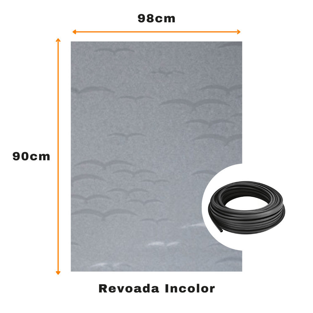 Kit 2 Chapas de Acrílico 90x98cm + 8 Metros de Borracha para Gabinetes de Pia e Box Banheiro Fumê e Incolor