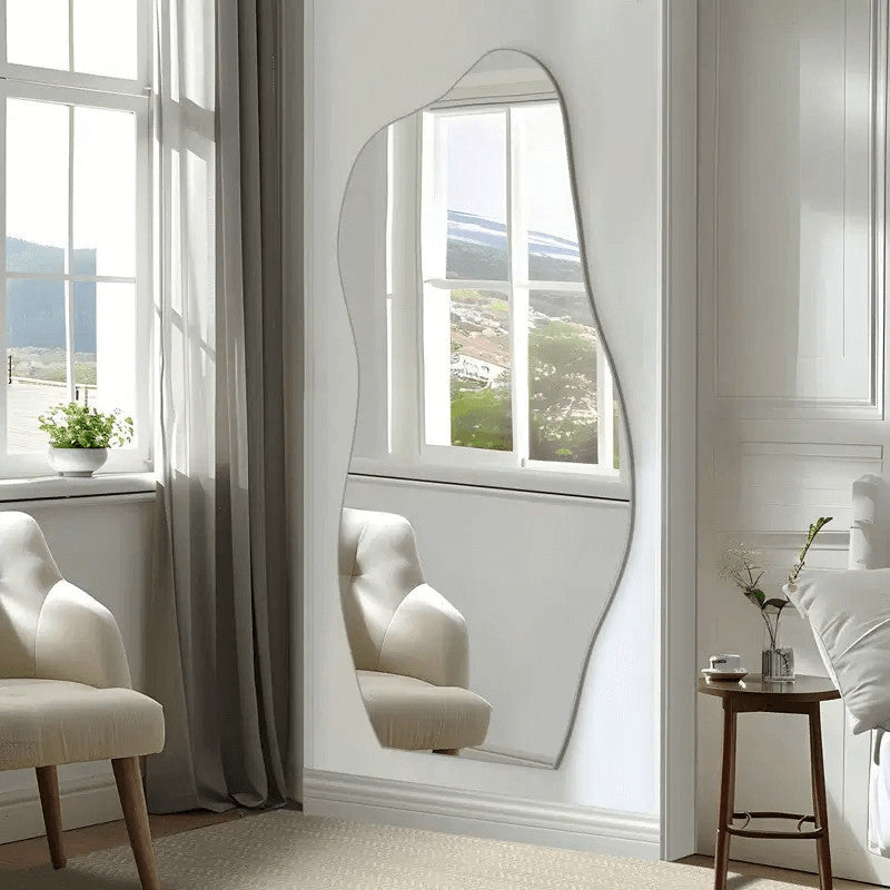Espelho Lapidado 110x50 Orgânico Fácil Instalação Assimétrico Design Único e Acabamento Refinado